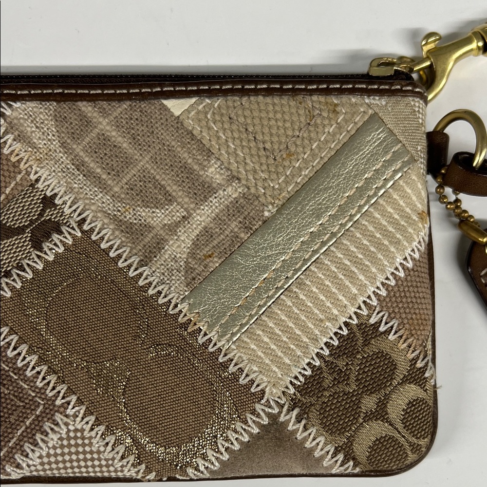 Coach Brown Patchwork Wristlet - Picture 3 of 14